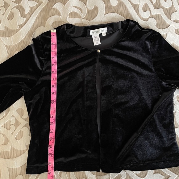 Coldwater Creek Velvet Black Bolero One Button Jacket sz L - Picture 5 of 6